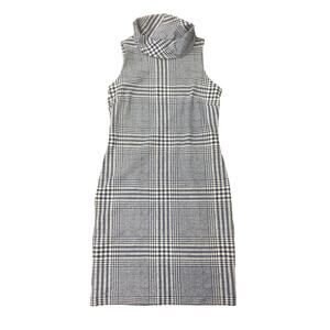J. Mclaughlin Womens Sleeveless Sheath Dress Plaid Cowl Neck Jersey Stretch S